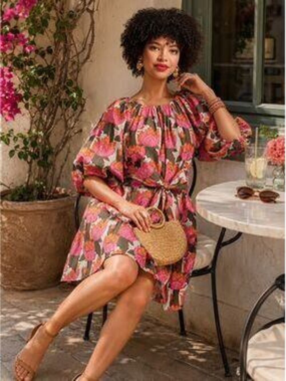 Frances Valentine Bliss Floral-Print Poplin Mini Dress Size Small